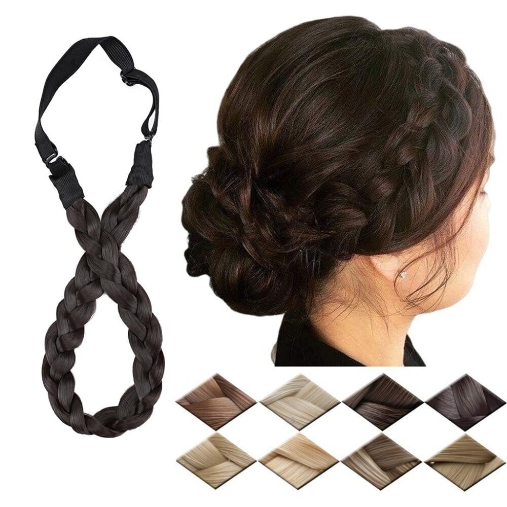 Synthetic Chunky Braided Headband - Elastic Stretch Wide Plaited Braids - Trendy